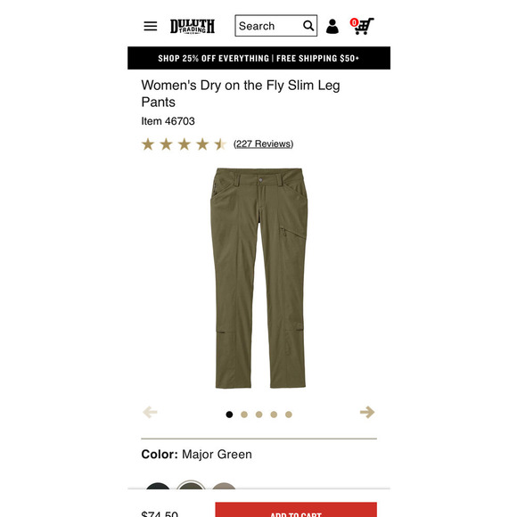 Duluth Trading co Women’s Dry On The Fly Slim Leg Pants - Picture 10 of 14